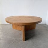 Round modernist coffee table, elm, 1950s.