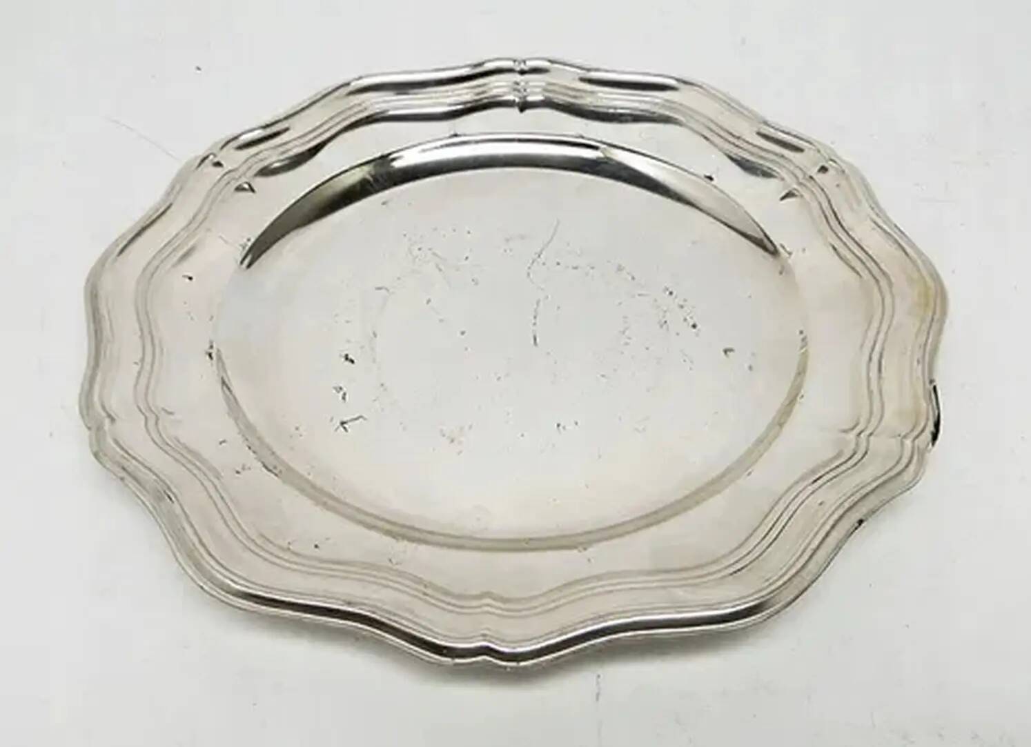 Plate, Art Deco, silver-plated brass, Sweden, 1950s