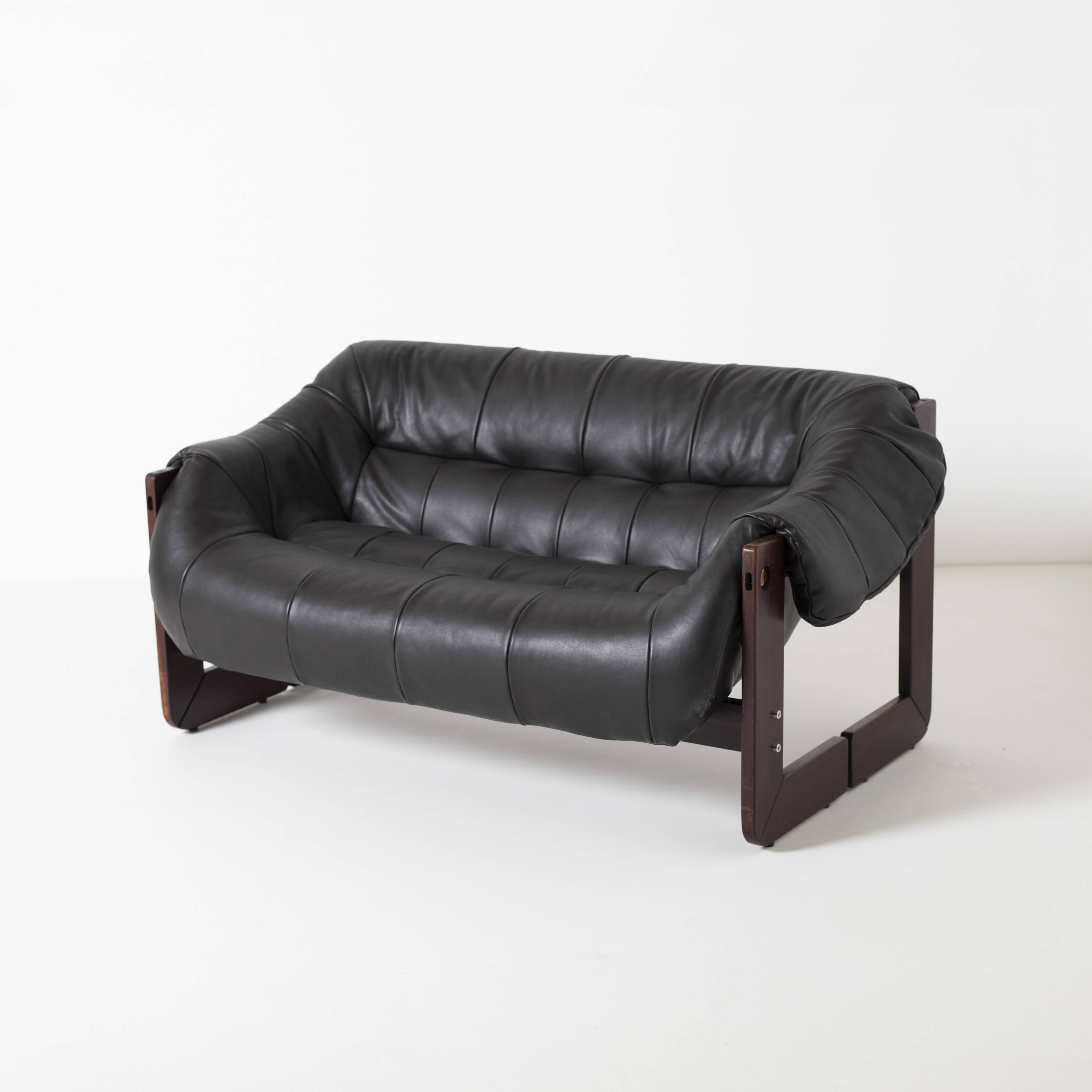 Percival Lafer loveseat Mp-97 in leather, Brazil, 1970s