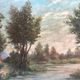 Mid 20th Century French Farmhouse Landscape Oil Painting on Board