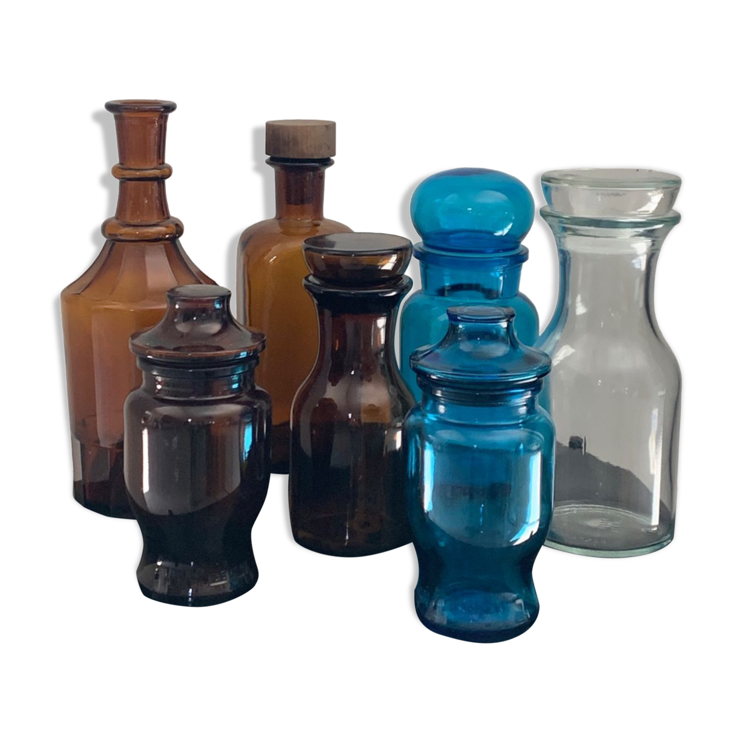 Vintage glass bottles and flasks