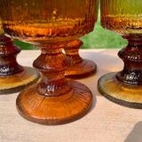 Verres à eau en verre ambré Cosec France 1970