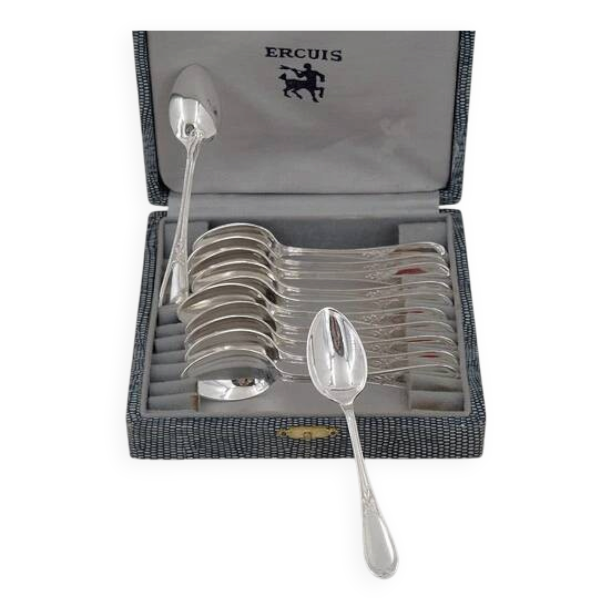 12 mocha spoons, coffee, silver-plated metal Ercuis Lauriers