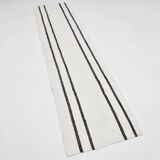 White Black Modern Striped Vintage Runner Rug, 68x276Cm