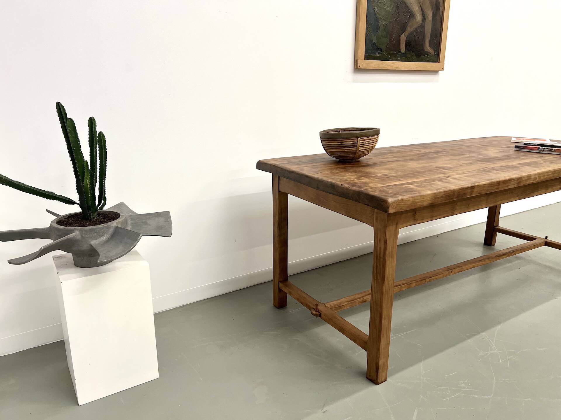 Antique farmhouse table in solid cherry wood