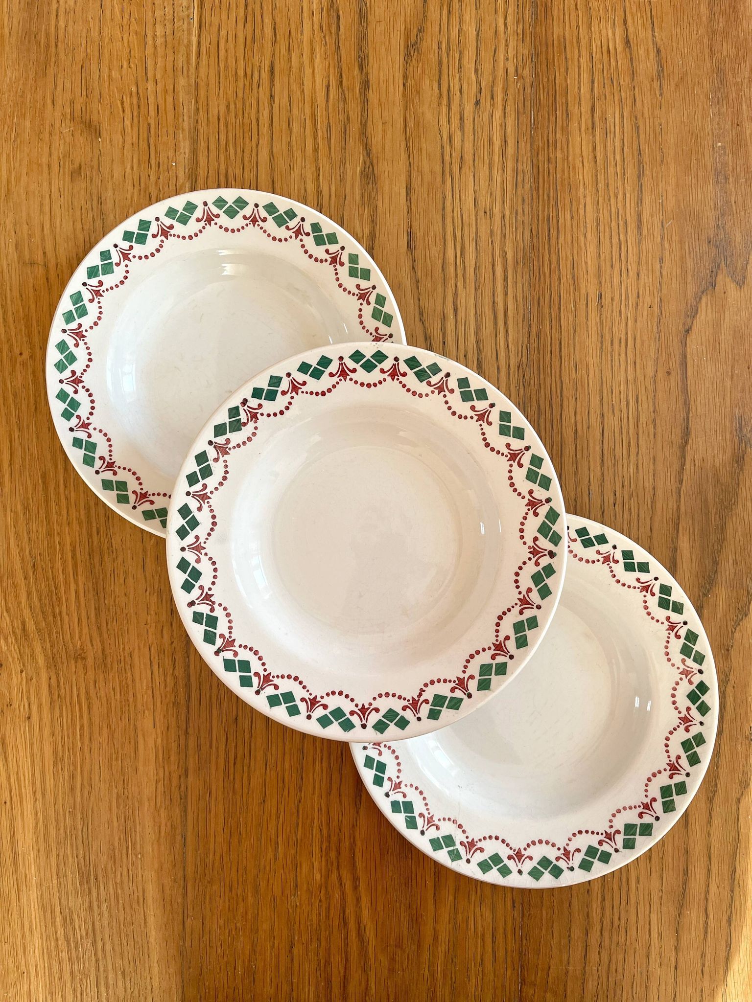 3 vintage Art Deco soup plates by Hamage & Moulin des Loups