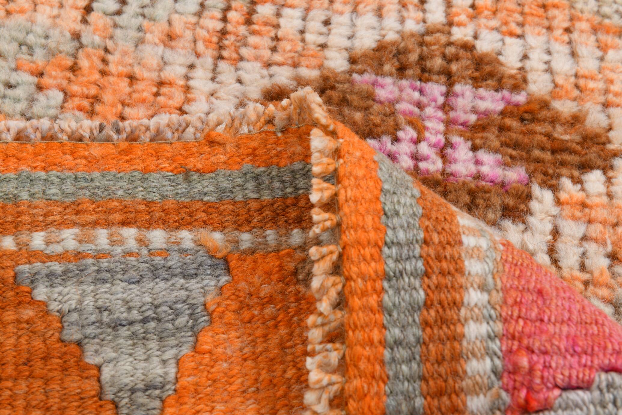 Brunt Orange Turkish Vintage Runner Rug, 85x388Cm