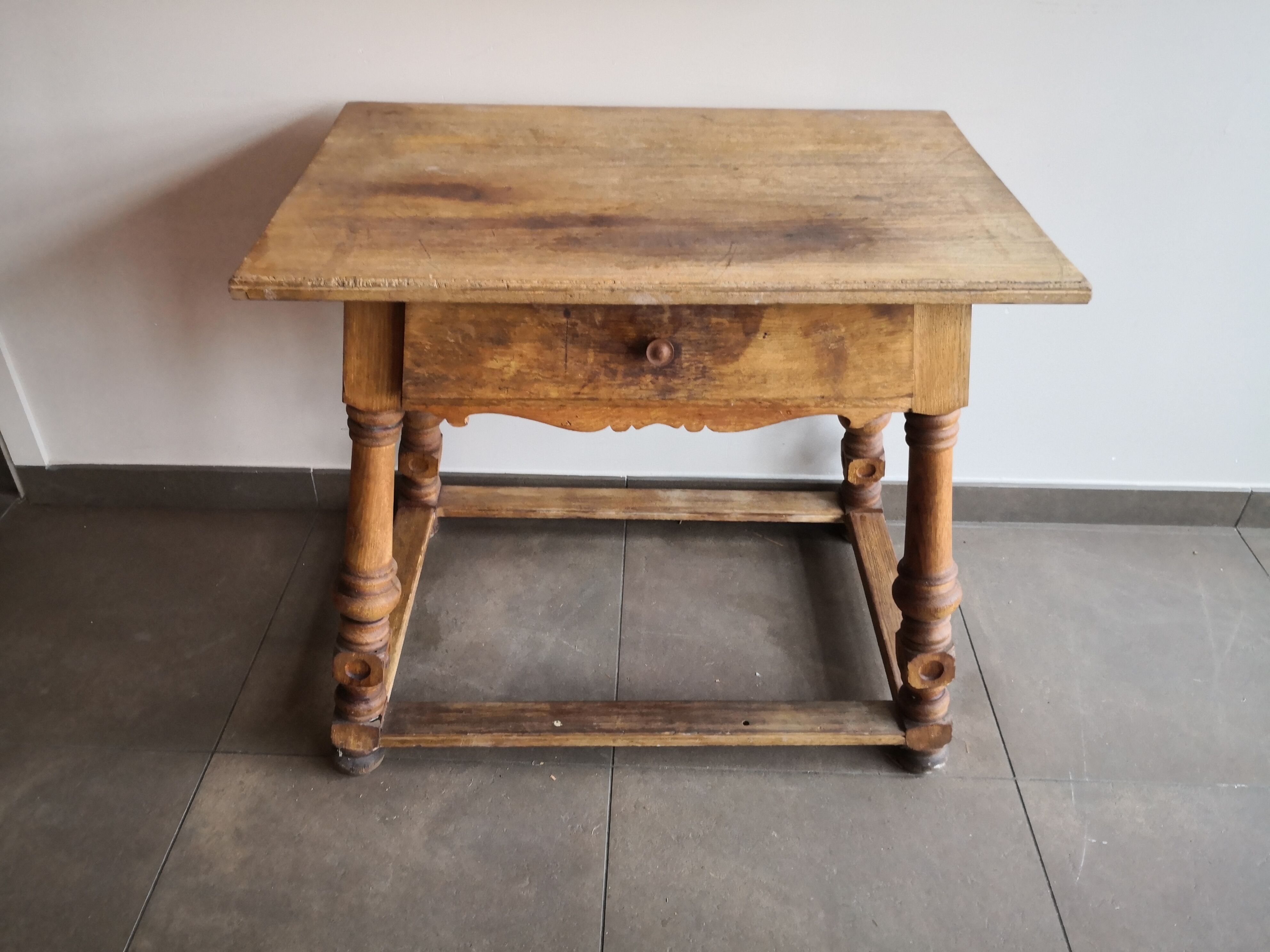 Old country desk feet turned