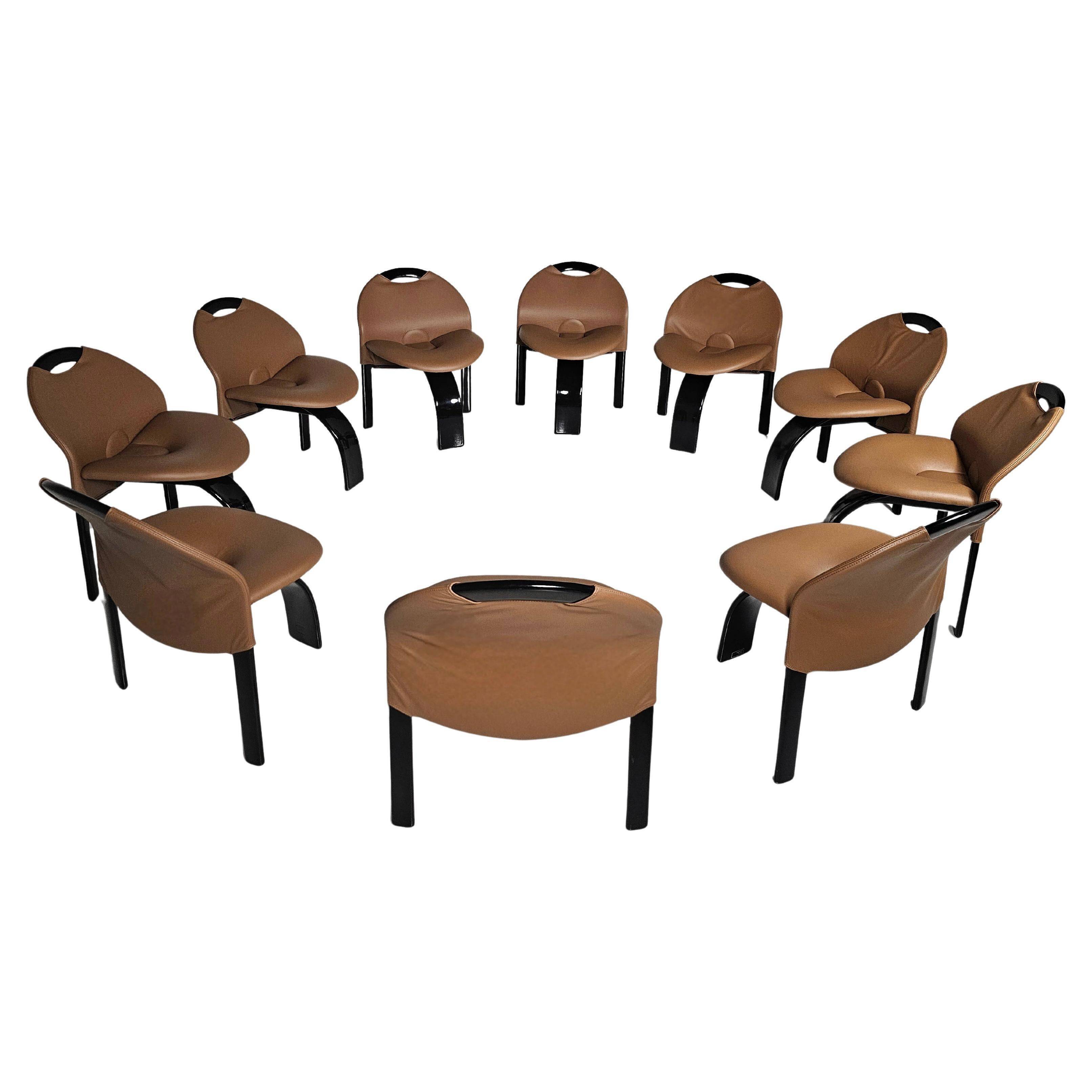 Set of 10 "Sail" dining chairs by Giovanni Offredi for Saporiti, 1973.