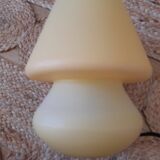 Pale yellow glass mushroom bedside lamp