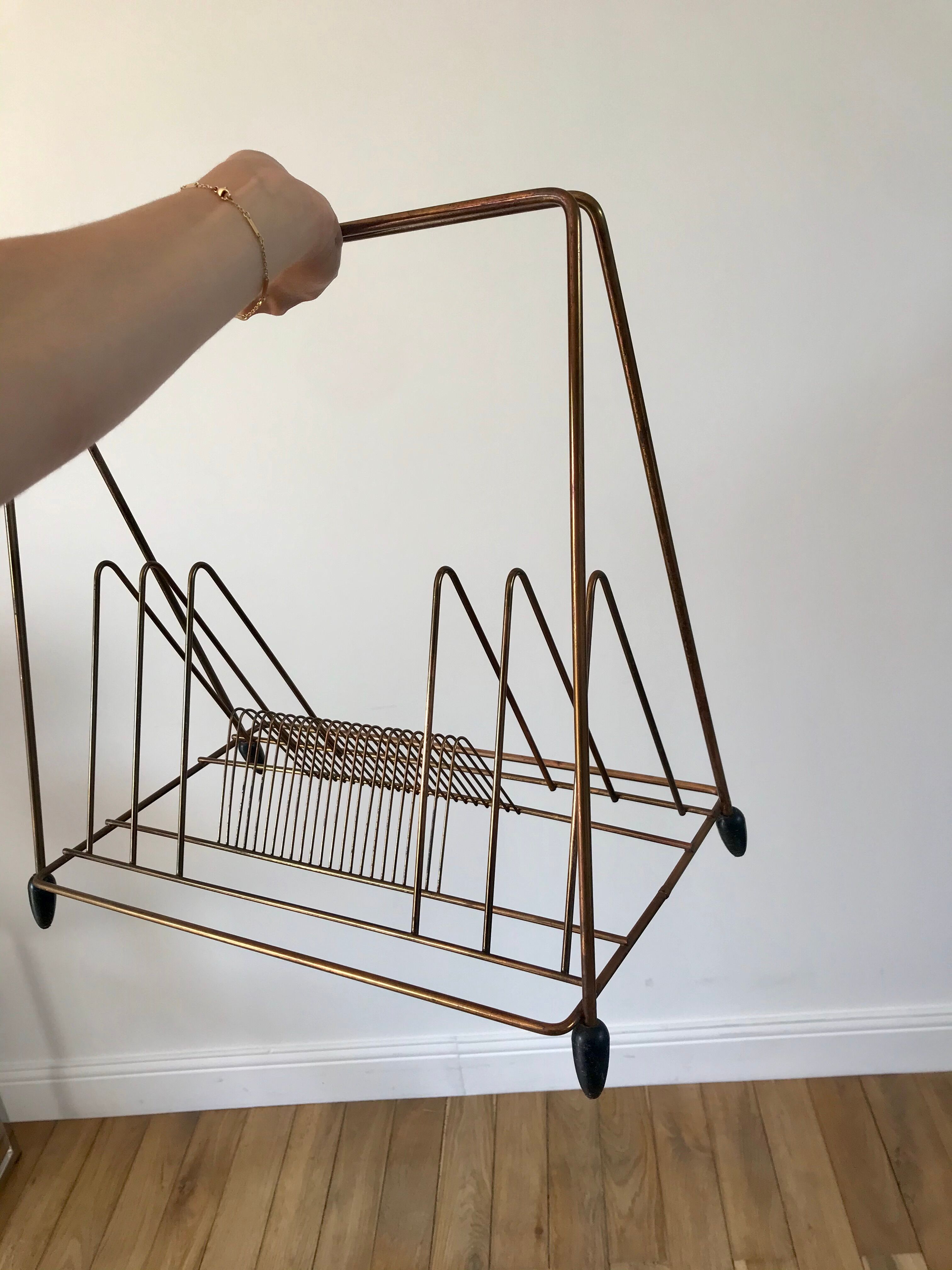 Magazine holder in gilded metal / copper 60s