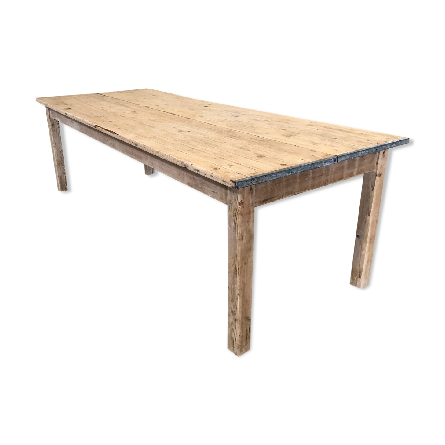 Washed-out wooden dining table