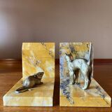 Art deco bookends by Jean Garnier, bronze and marble.