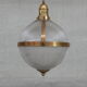 Suspension en laiton et en verre de style holophane du milieu du siècle