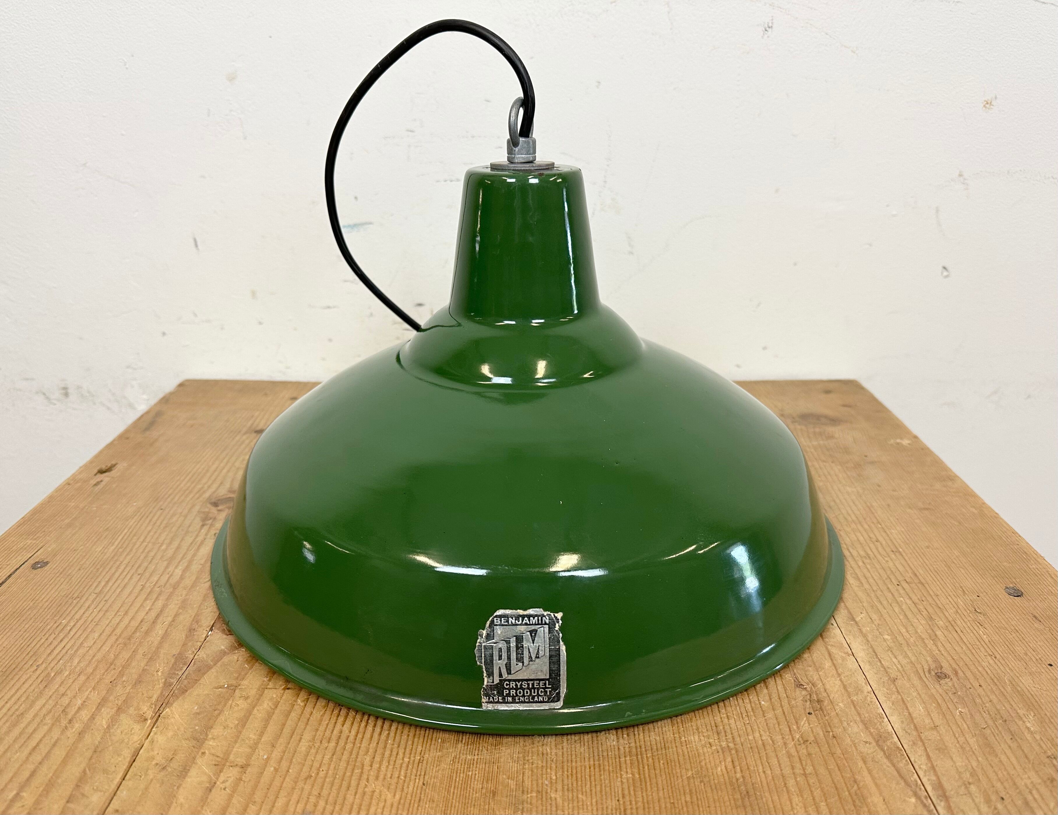 Industrial Green Enamel Factory Lamp from Benjamin, 1960s