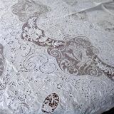Ancienne nappe ronde diametre 230 cm dentelle broderie