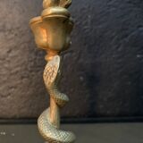 Pair of candlesticks with snakes, gilded bronze 19th century