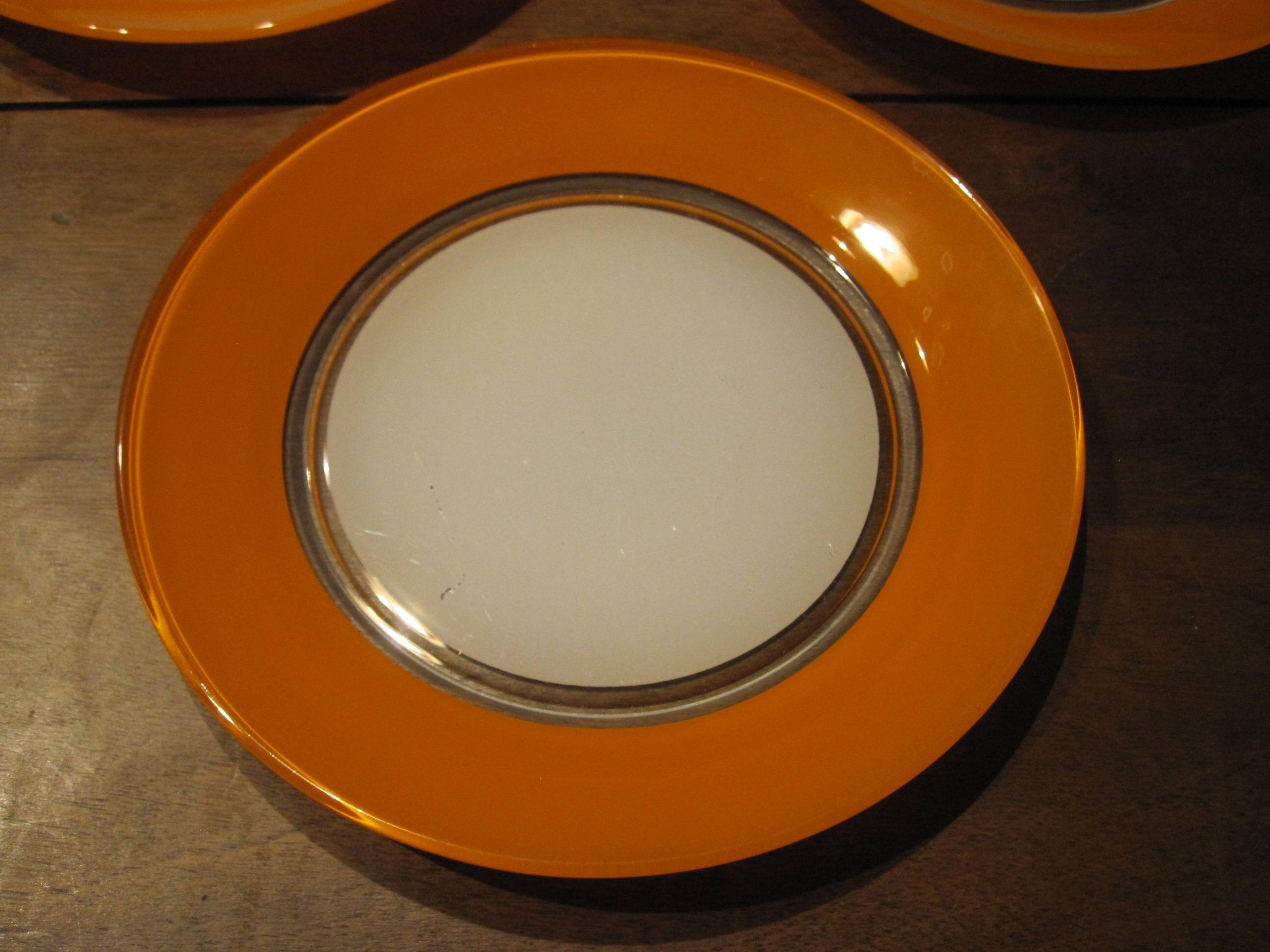 Small vintage orange and white Duralex plates