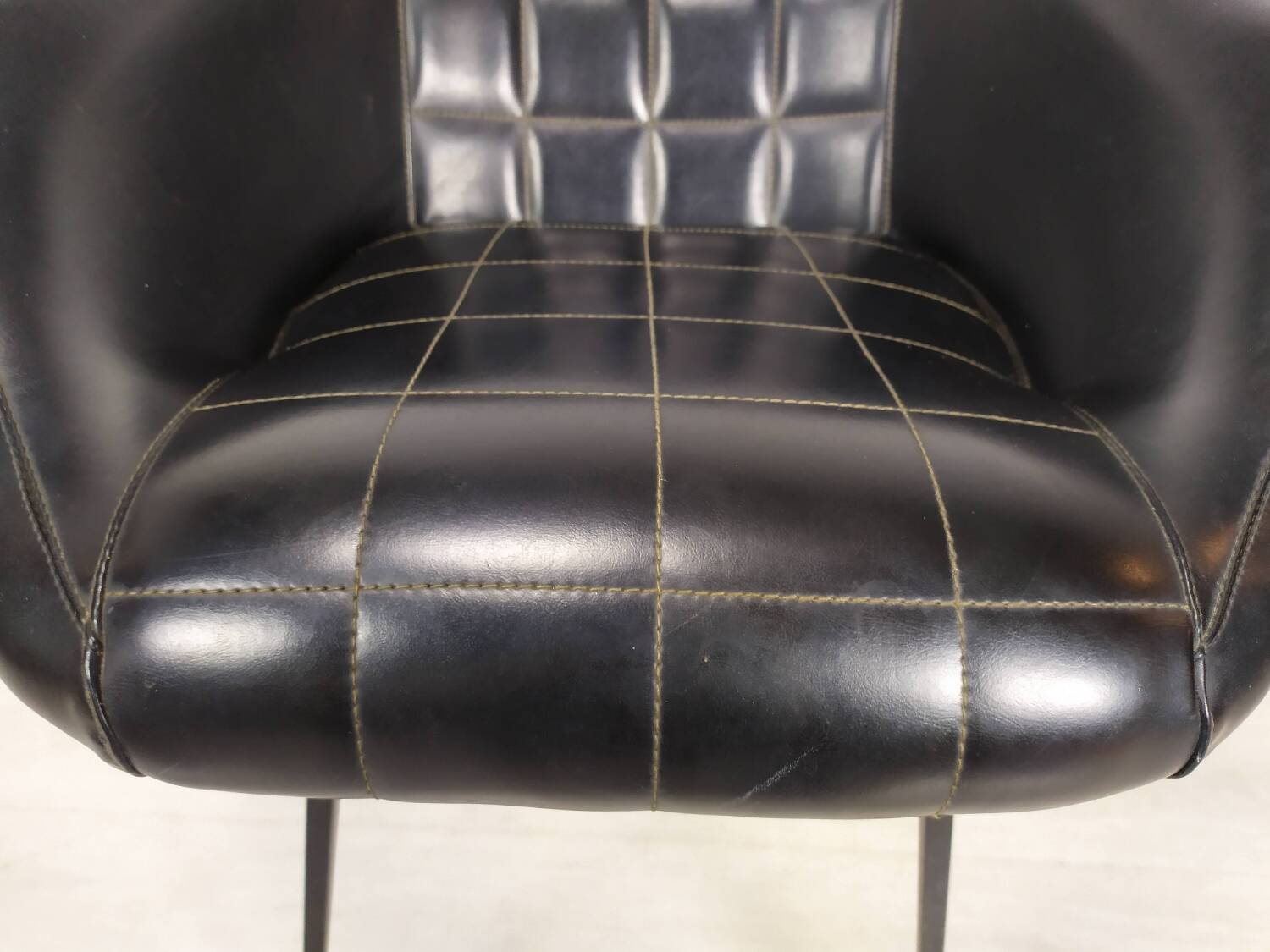 Vintage black skai armchairs