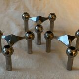 3 chrome metal candlesticks designed Nagel 1970
