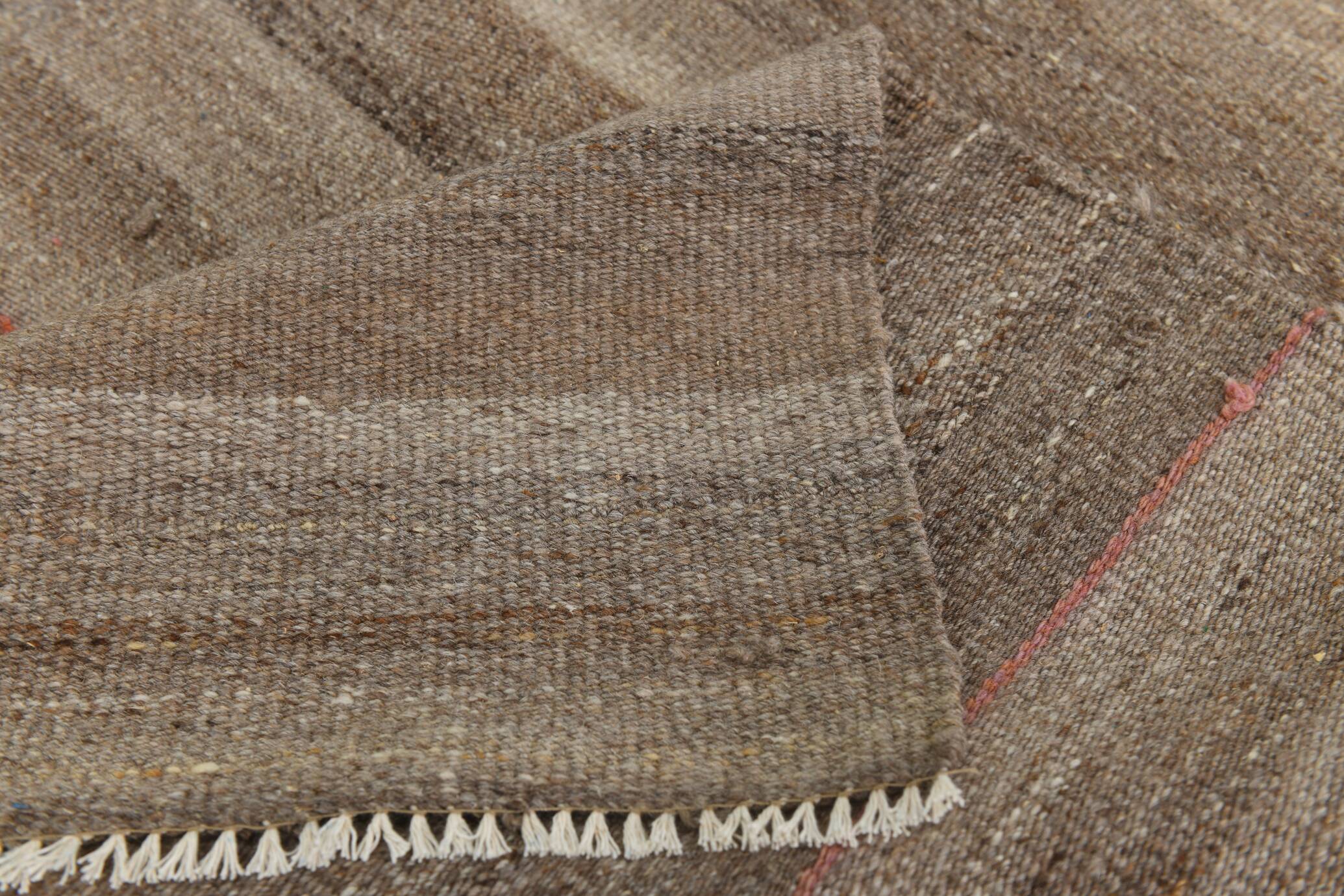 10x13 Turkish Brown & Bronze Handmade Kilim Rug, 303x386Cm