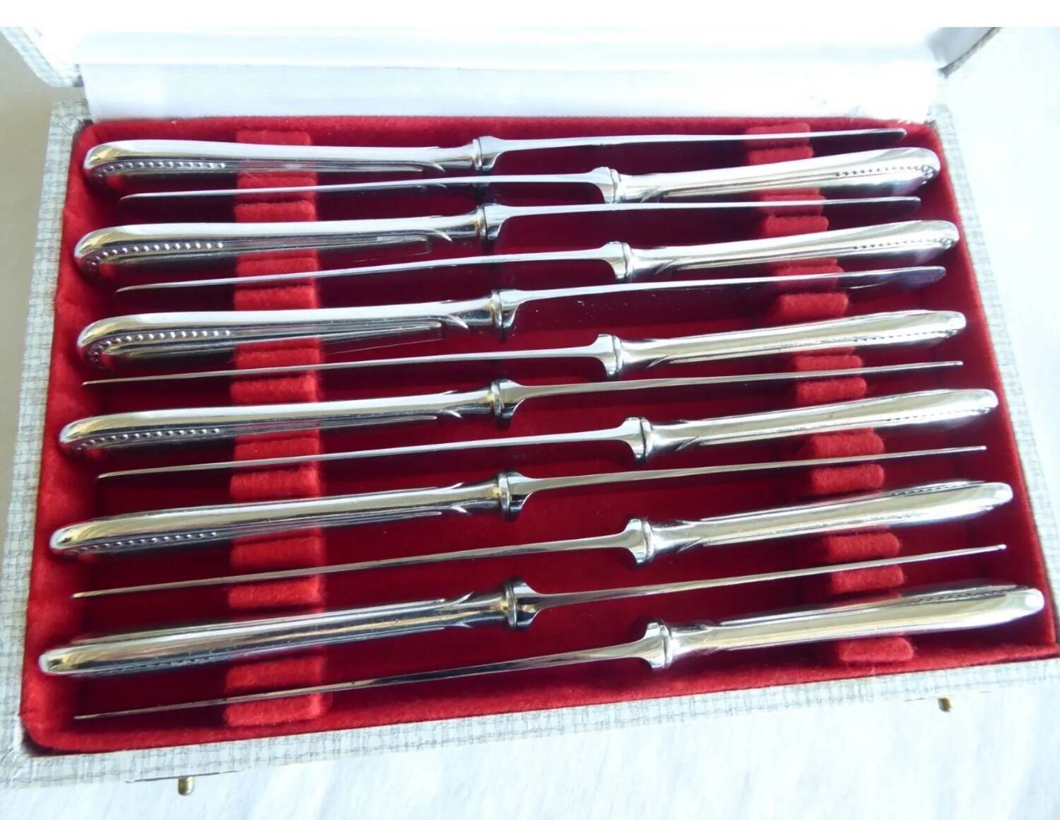 12 sfam dessert knives silver metal 21 cm