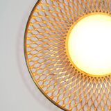 Mid-Century Intricate Wall Lamp in Brass and Opaline Glass, 1950s