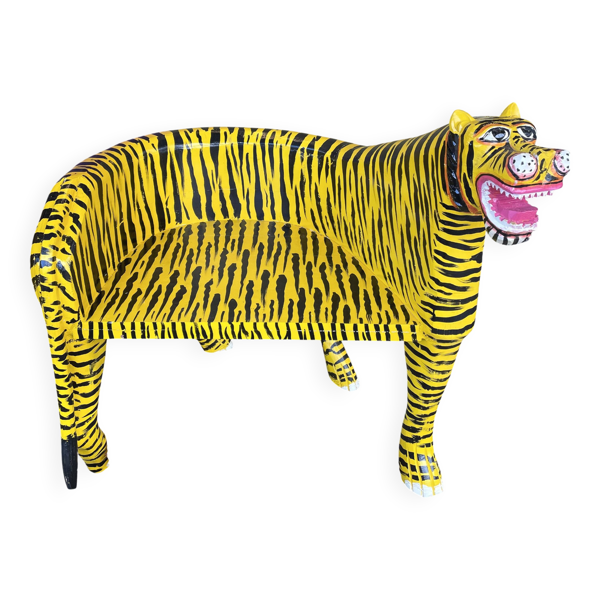 Painted wooden tiger chair