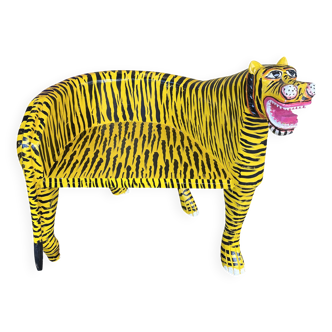 Painted wooden tiger chair