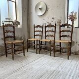 Set of rustic Provençal mulched chairs