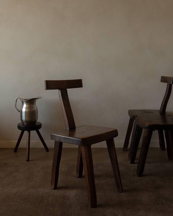 Ensemble de 3 chaises de salle à manger vintage ''T'' par Aranjou, France (vers 1960)