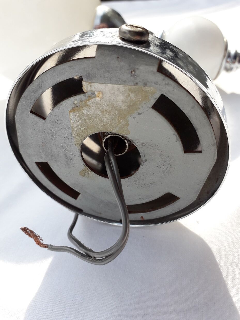 Pair of metal and 70's design opal glass wall light