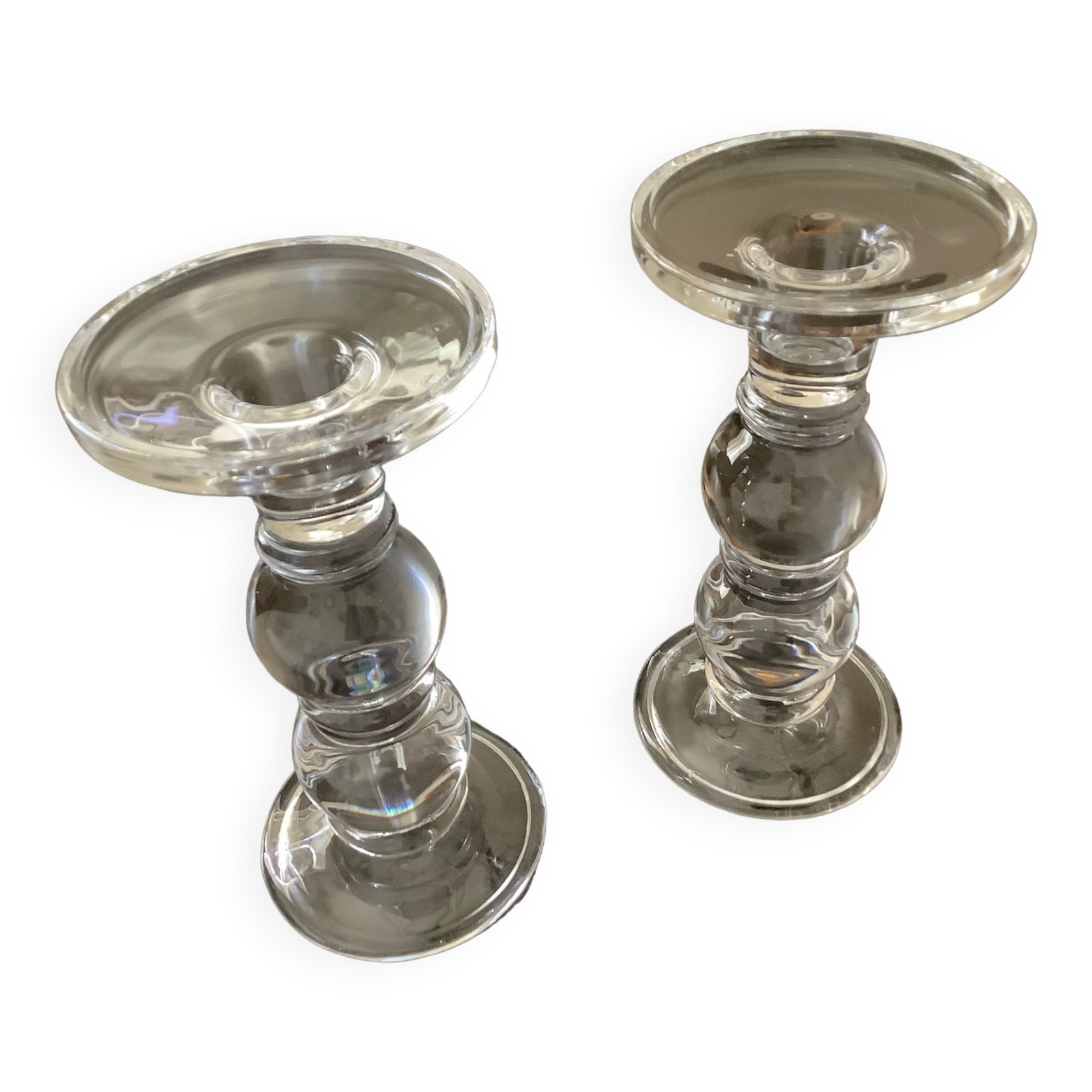 Pair of glass candlesticks