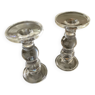 Pair of glass candlesticks