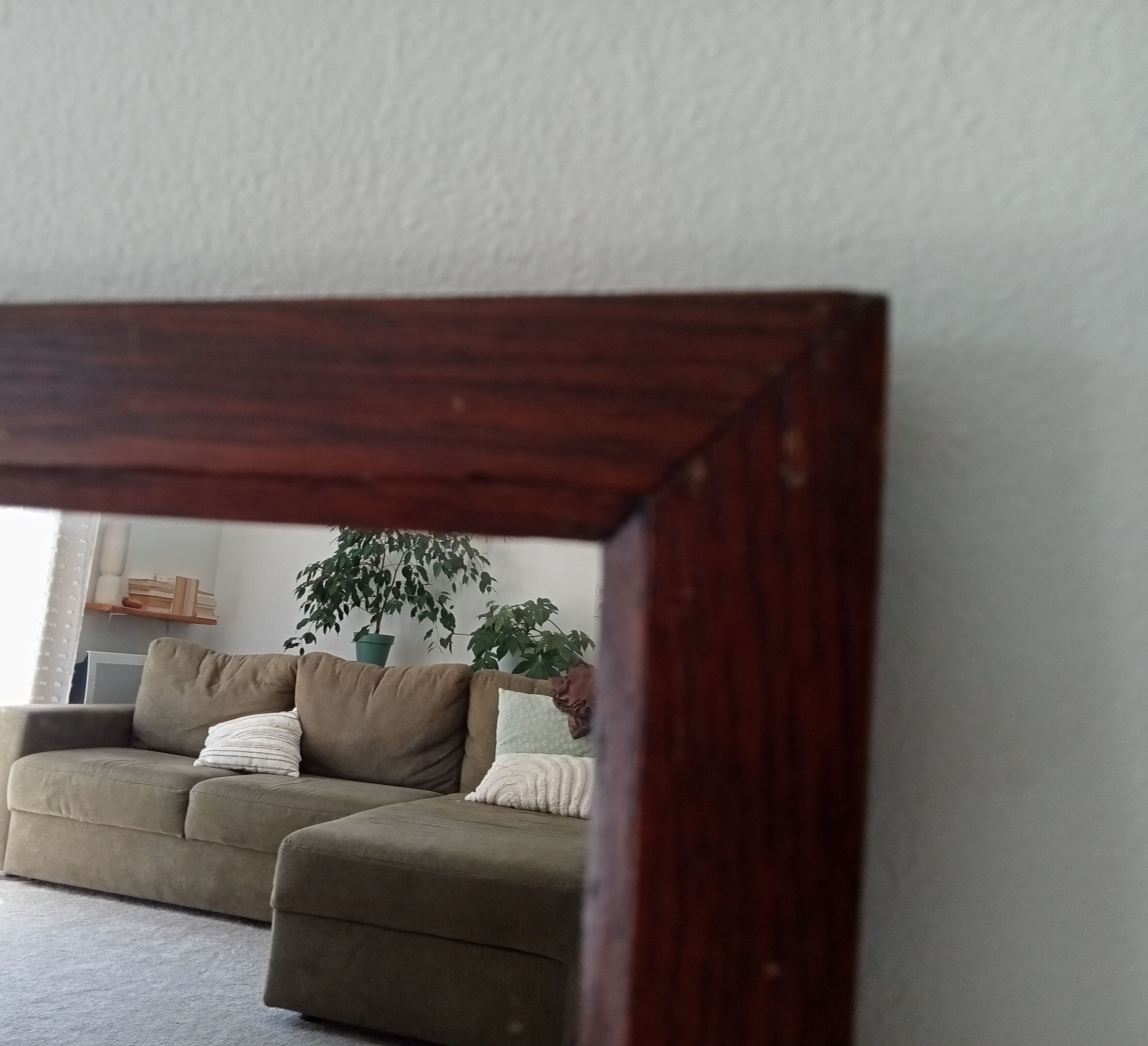 Vintage rectangular mirror in solid wood
