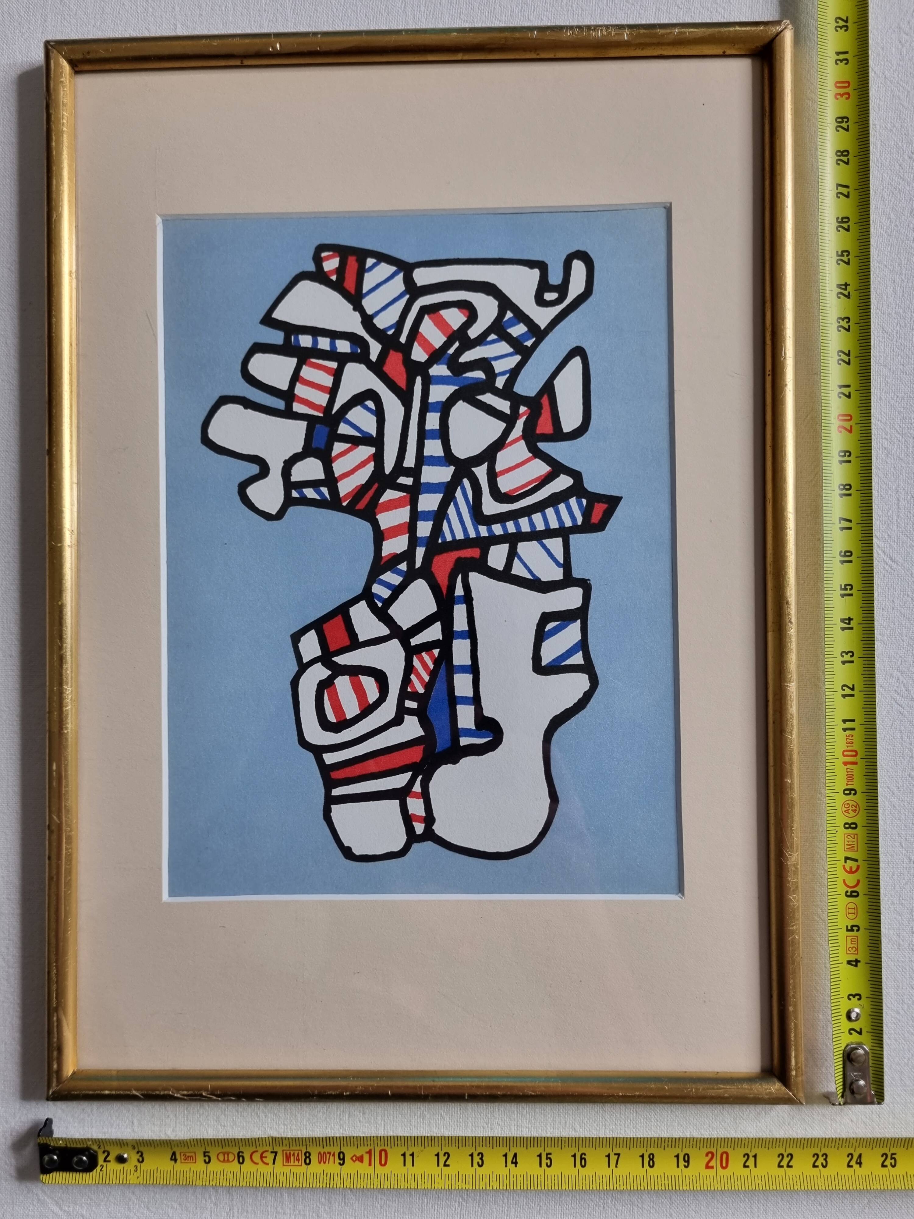 Silkscreen print after Jean Dubuffet, framed, 1970s, 23 x 31 cm