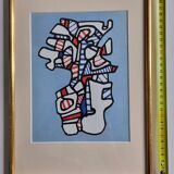 Silkscreen print after Jean Dubuffet, framed, 1970s, 23 x 31 cm