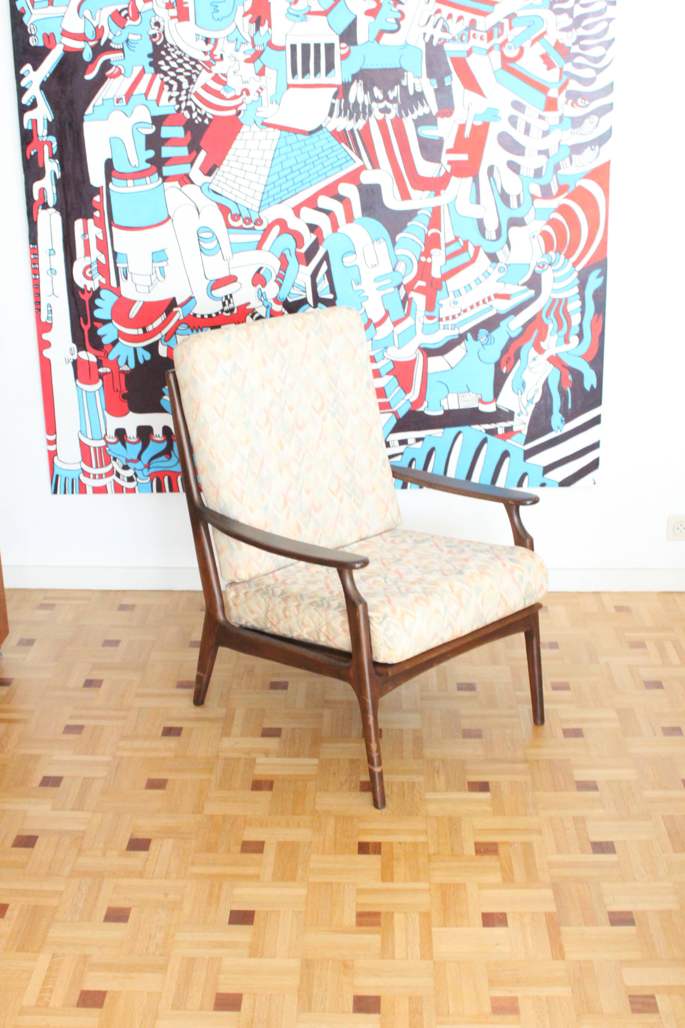 Fauteuil relax vintage en bois de style scandinave, 1950