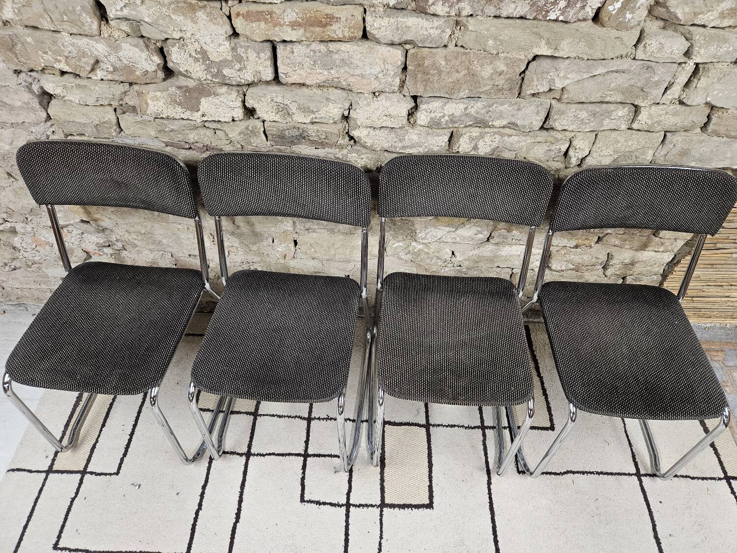 Set of four vintage 1970 sled chairs