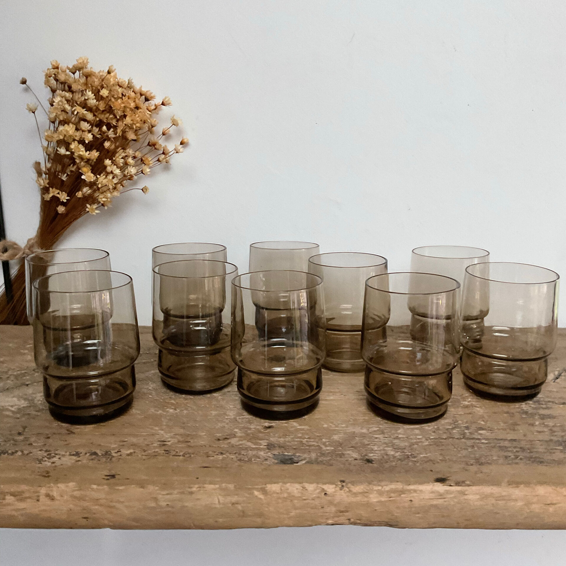 10 small vintage handmade glasses