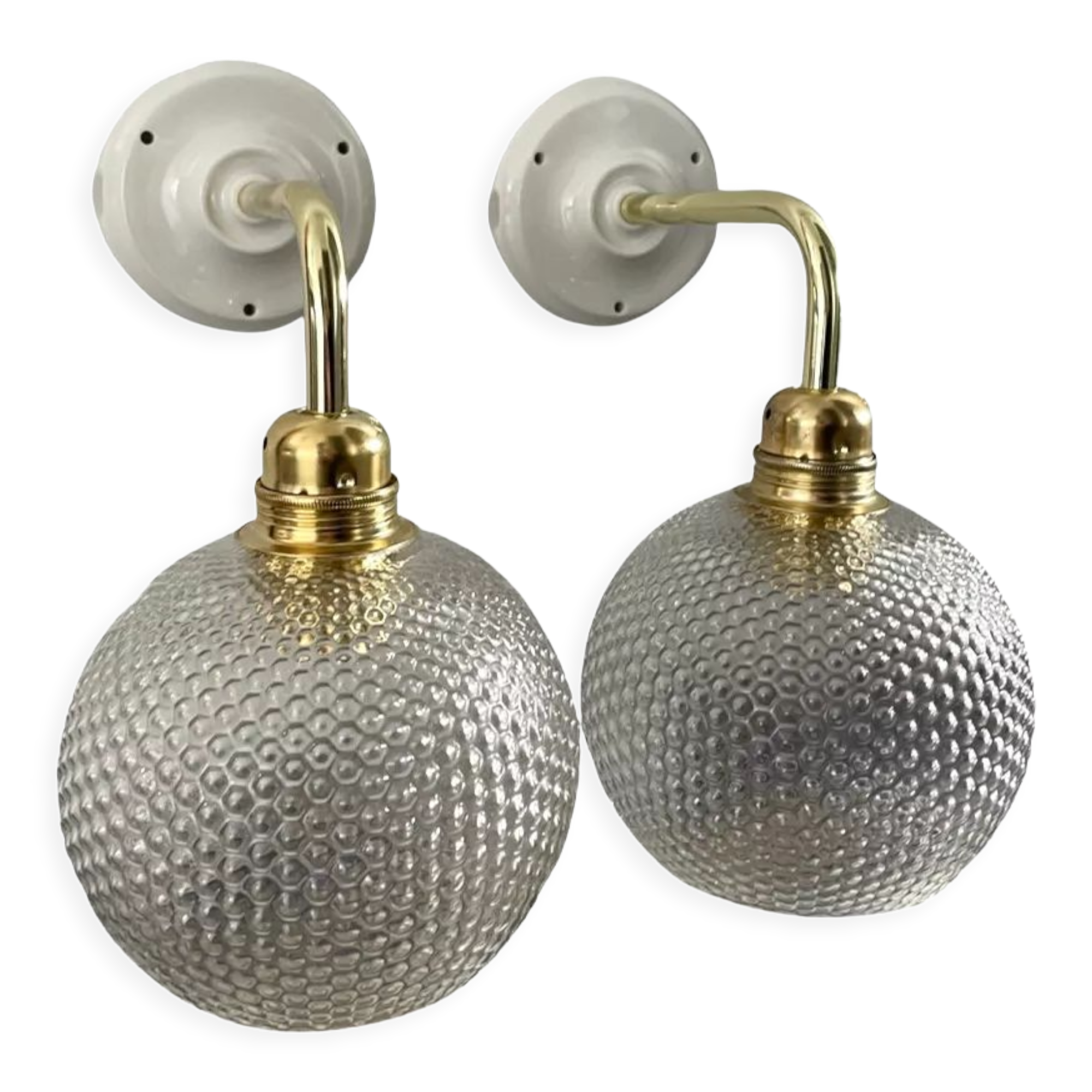 Pair of wall sconces glass globes