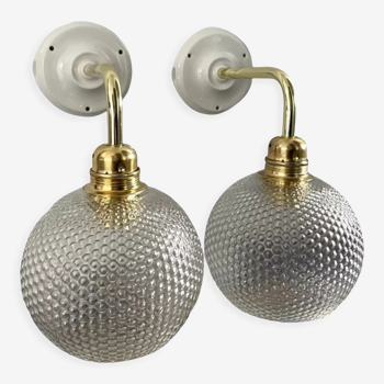 Pair of wall sconces glass globes