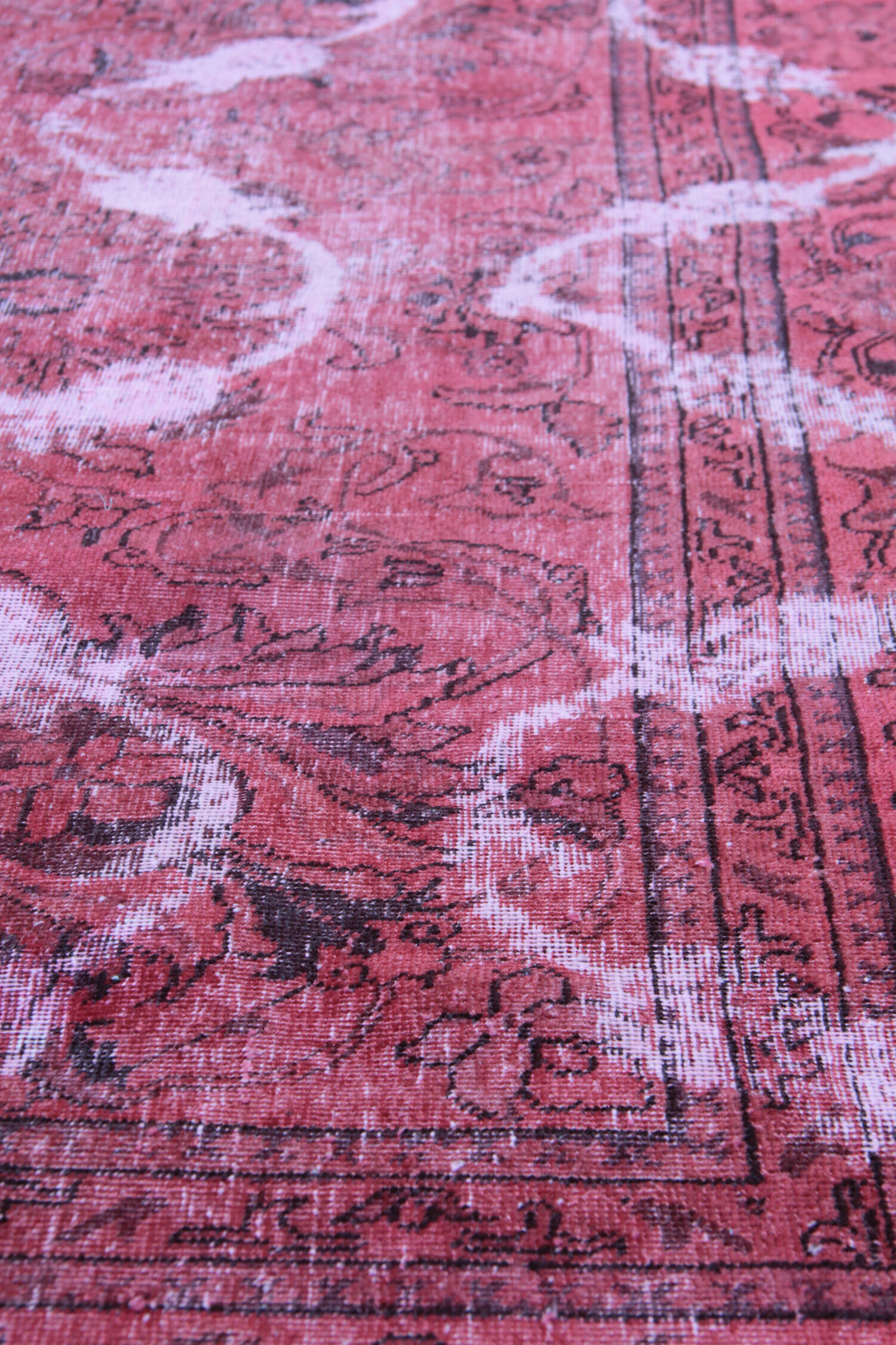 Traditional red wool overdyed persian runner rug handmade oriental carpet- 72x236cm