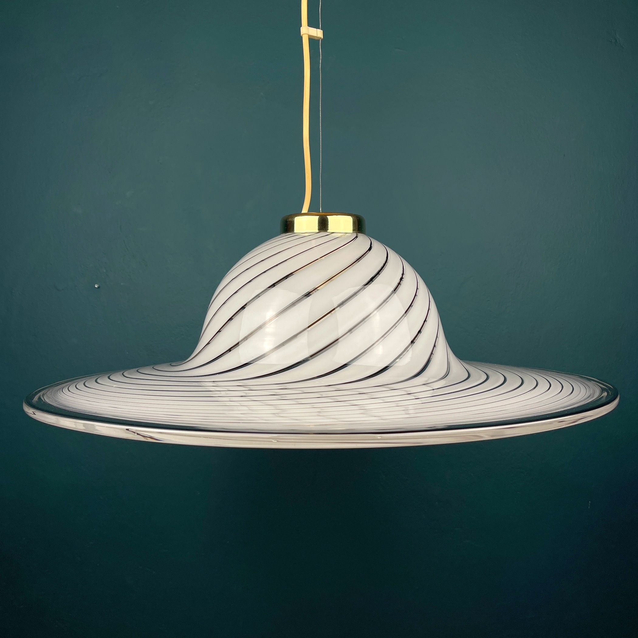 Classic swirl Murano glass pendant lamp Italy 1970s