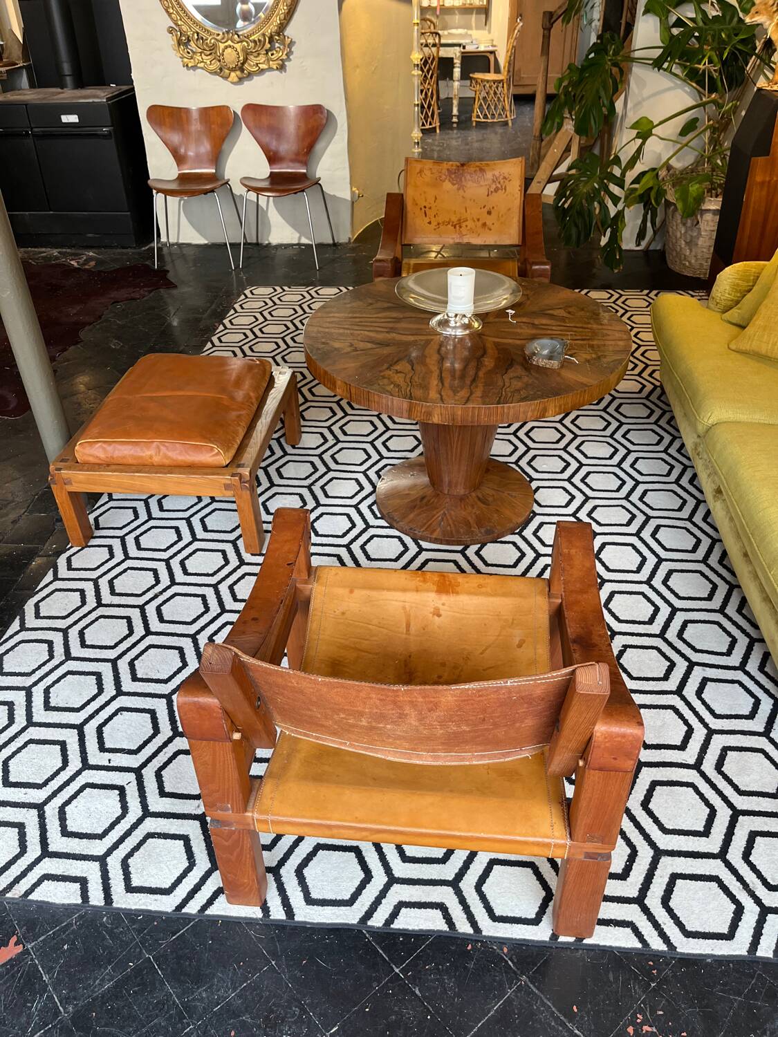 Pair of armchairs and a footrest Pierre Chapo 1960