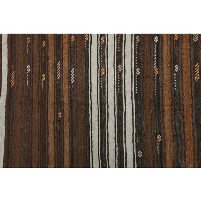 1970s vintage Turkish Oushak handmade wool cotton brown runner rug 170x317