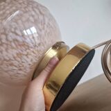Pink Clichy glass globe in touch lamp