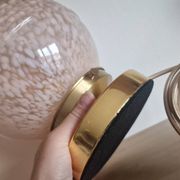 Pink Clichy glass globe in touch lamp