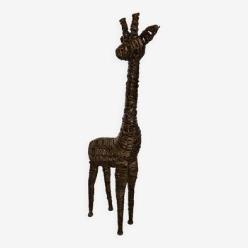 Vintage tall rattan giraffe