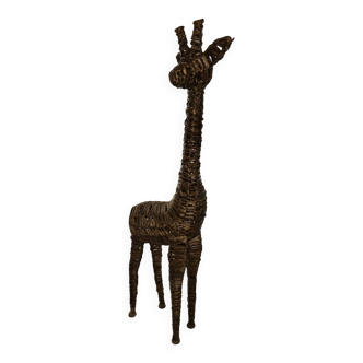 Girafe en rotin haute vintage